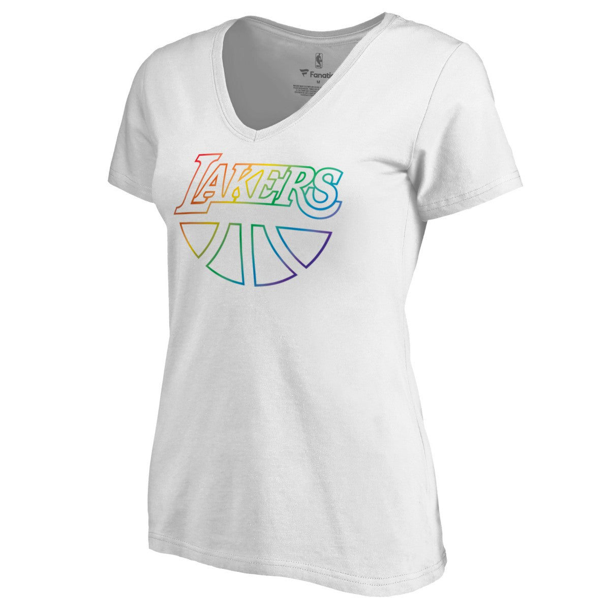 Los Angeles Lakers Women's Team Pride Wordmark V-Neck T-Shirt White - NBA