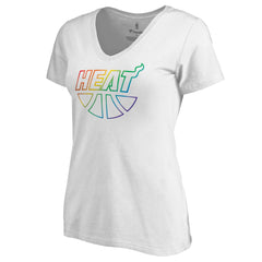Miami Heat Women's Team Pride Wordmark V-Neck T-Shirt White - NBA