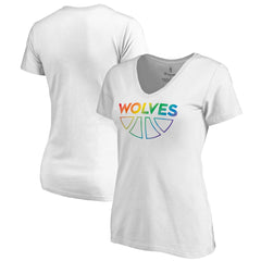 Minnesota Timberwolves Women's Team Pride Wordmark V-Neck T-Shirt White - NBA