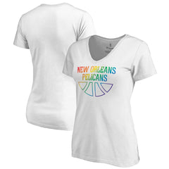 New Orleans Pelicans Women's Team Pride Wordmark V-Neck T-Shirt White - NBA