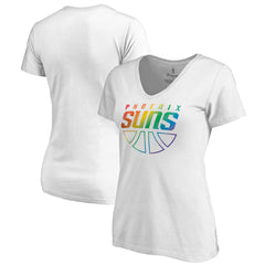 Phoenix Suns Women's Team Pride Wordmark V-Neck T-Shirt White - NBA