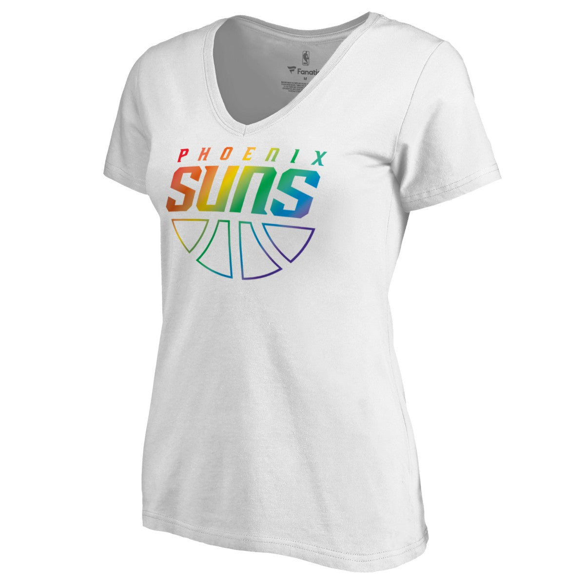 Phoenix Suns Women's Team Pride Wordmark V-Neck T-Shirt White - NBA