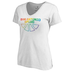 San Antonio Spurs Women's Team Pride Wordmark V-Neck T-Shirt White - NBA