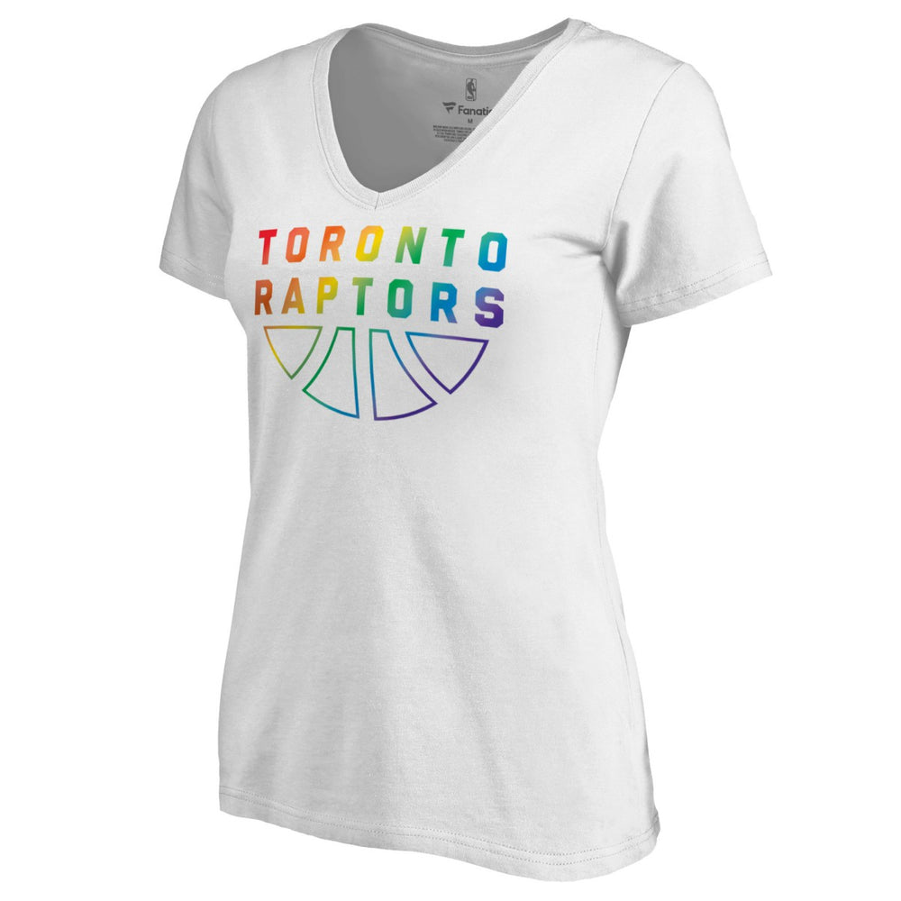 Toronto Raptors Women's Team Pride Wordmark V-Neck T-Shirt White - NBA