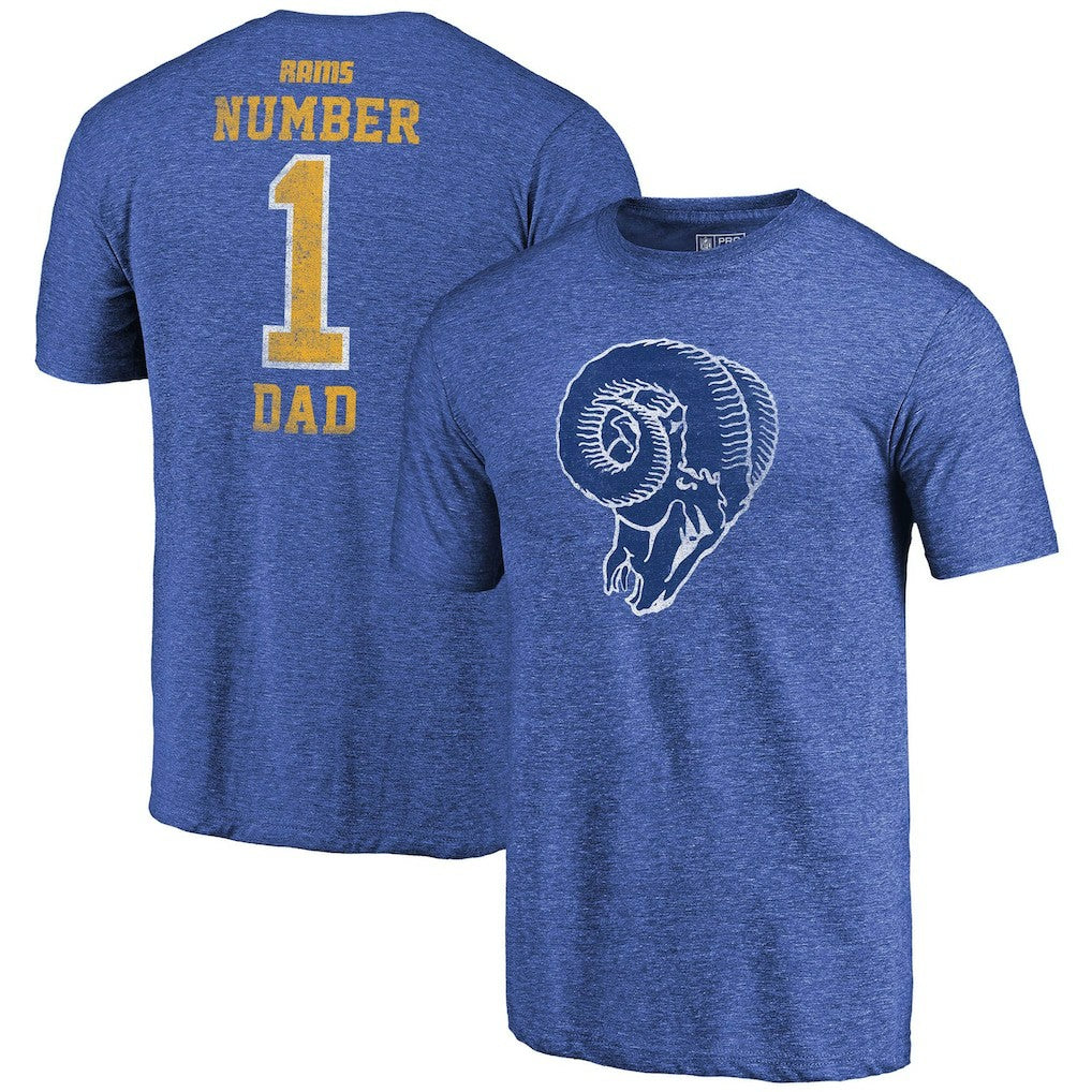 Los Angeles Rams Greatest Dad Retro Tri-Blend T-Shirt Heathered Royal | Fanatics