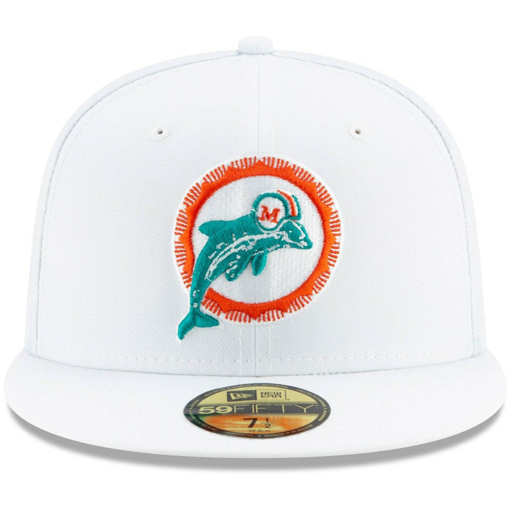 Miami Dolphins New Era Historic Omaha 59FIFTY Fitted Hat White | NFL