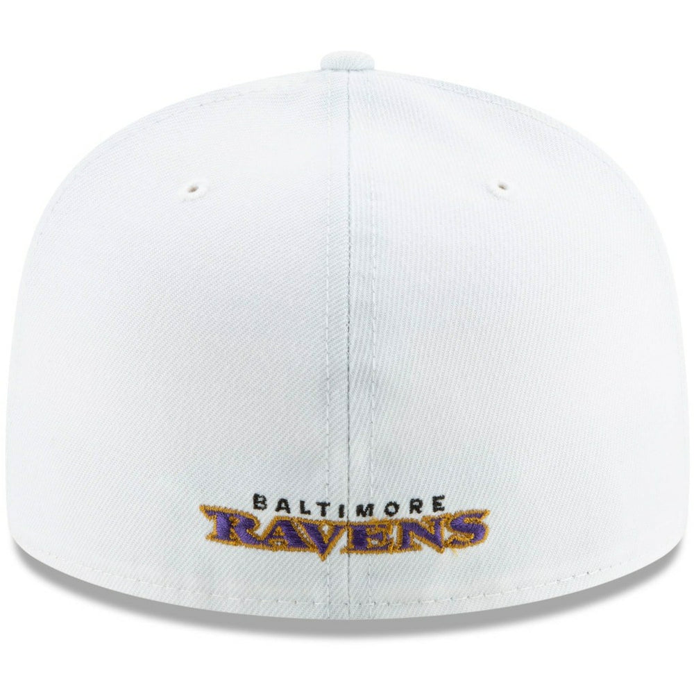 Baltimore Ravens New Era Shield Omaha 59FIFTY Fitted Hat White | NFL