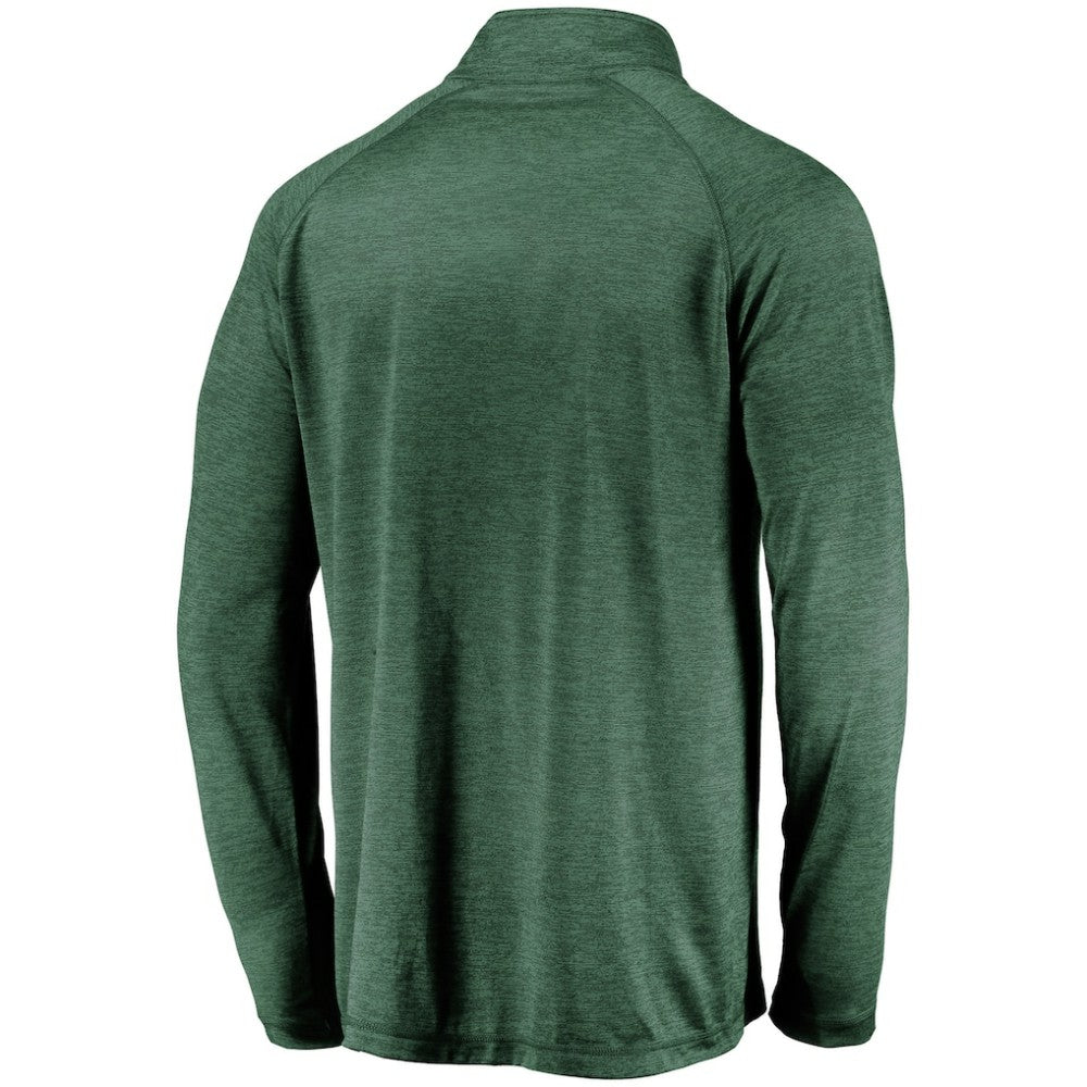 Athletics Fanatics Iconic Striated Primary Logo Raglan Quarter-Zip Pullover Jacket - MLB