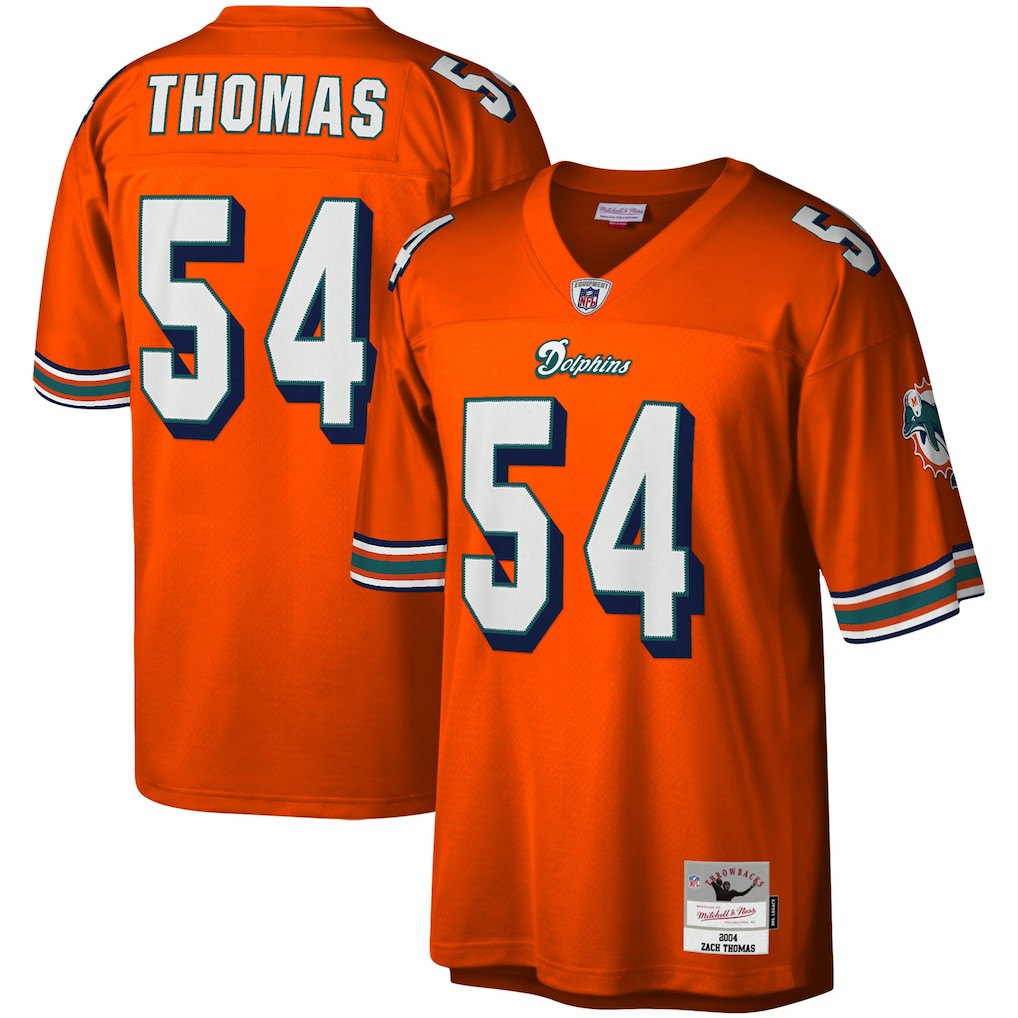 Zach Thomas Miami Dolphins Legacy Replica Jersey Orange | Mitchell & Ness