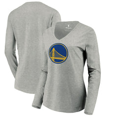 Golden State Warriors Women's Primary Logo Long Sleeve V-Neck T-Shirt Heather Gray - NBA