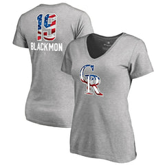 Charlie Blackmon Colorado Rockies Women's Banner Wave Name & Number V-Neck T-Shirt - MLB