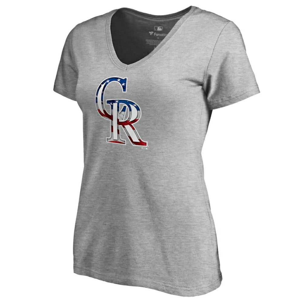 Charlie Blackmon Colorado Rockies Women's Banner Wave Name & Number V-Neck T-Shirt - MLB