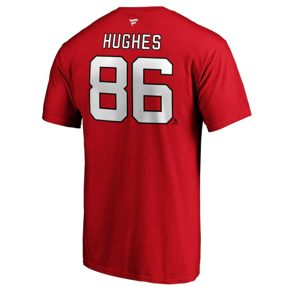 Jack Hughes New Jersey Devils Fanatics Authentic Stack Player Name & Number T-Shirt - Red - NHL