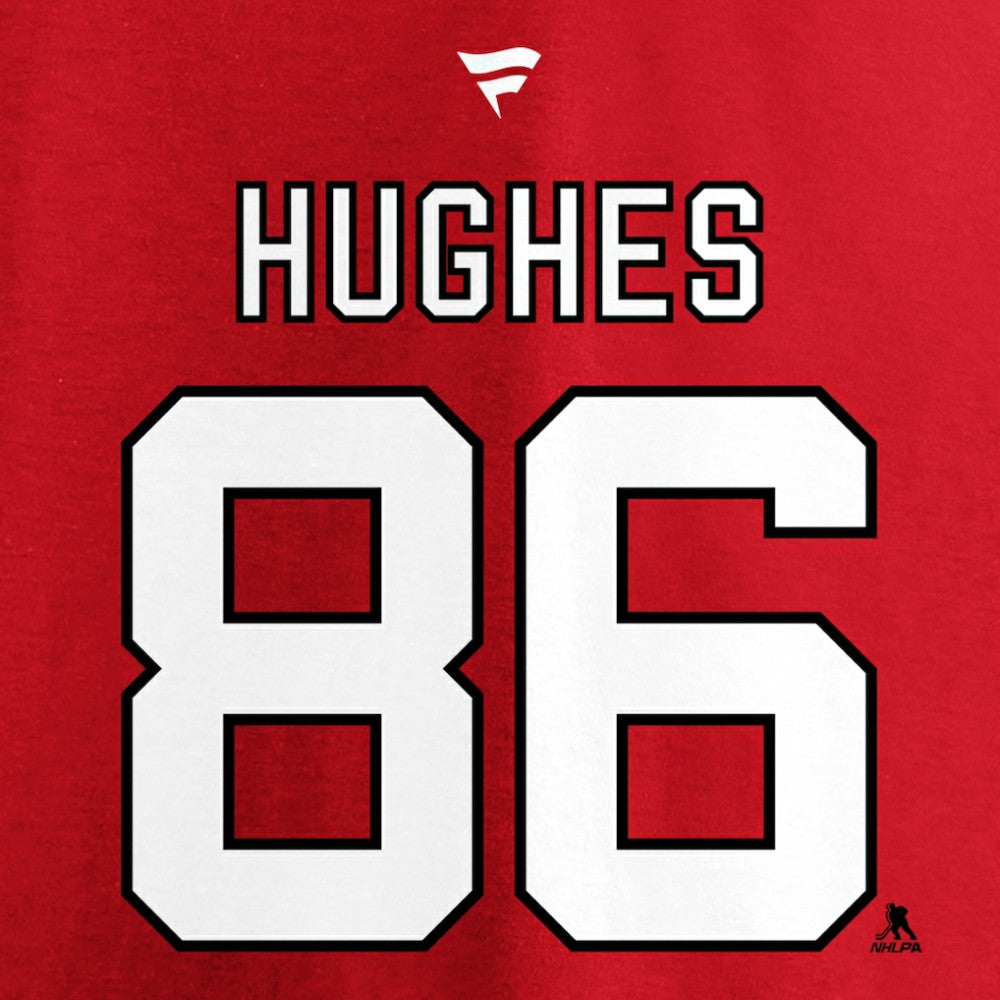 Jack Hughes New Jersey Devils Fanatics Authentic Stack Player Name & Number T-Shirt - Red - NHL
