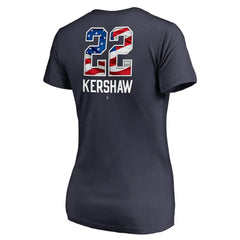 Clayton Kershaw Los Angeles Dodgers Women's Banner Wave Name & Number V-Neck T-Shirt - MLB