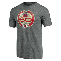 Kansas City Chiefs 60th Season Logo Weathered Tri-Blend T-Shirt Gray | NFL