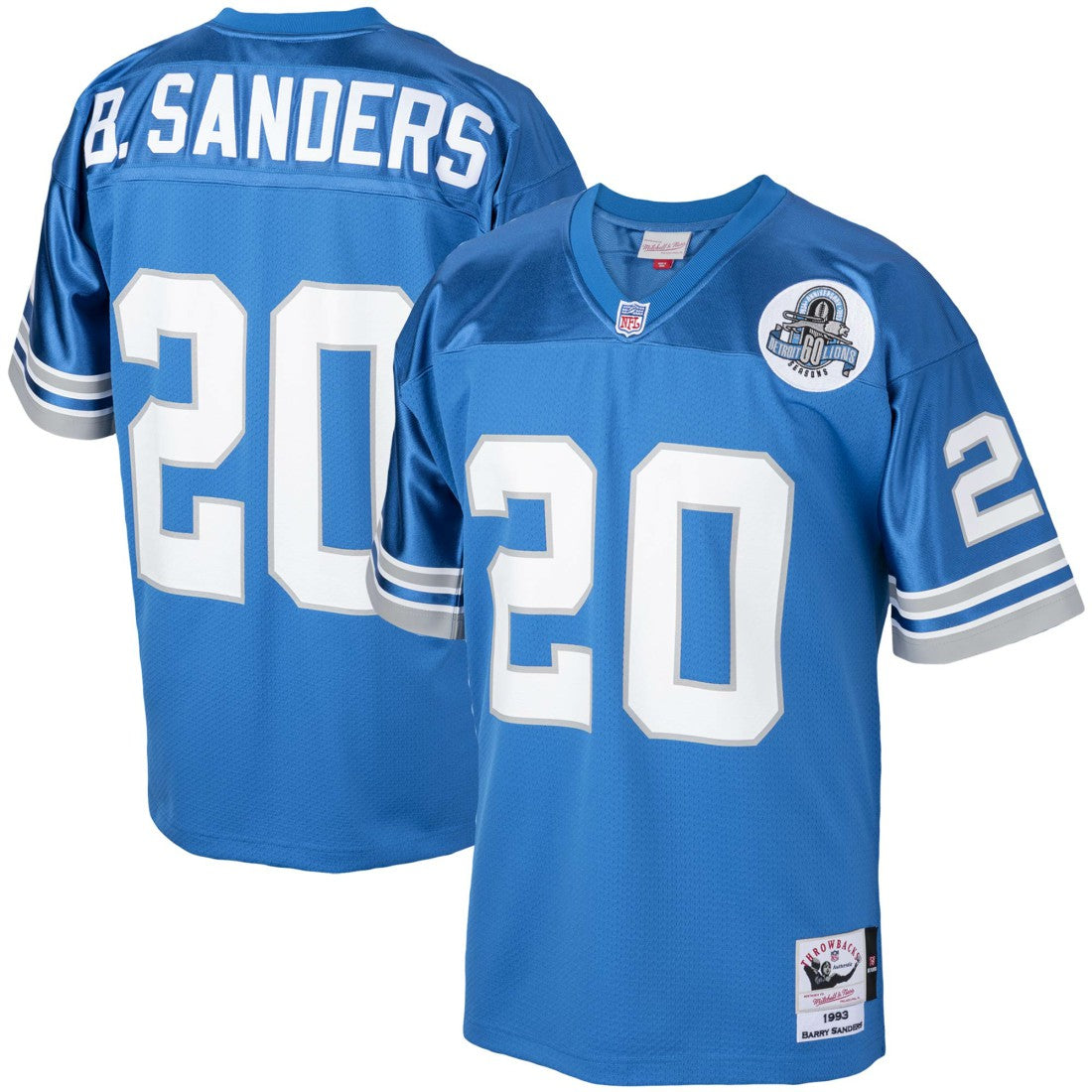 Barry Sanders Detroit Lions 1993 Authentic Throwback Retired Player Jersey Blue | Mitchell & Ness