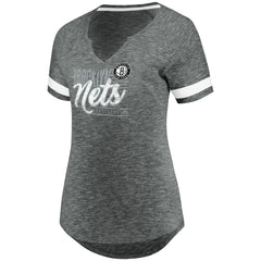Brooklyn Nets Women's Showtime Winning With Pride Notch Neck T-Shirt Gray/White - NBA