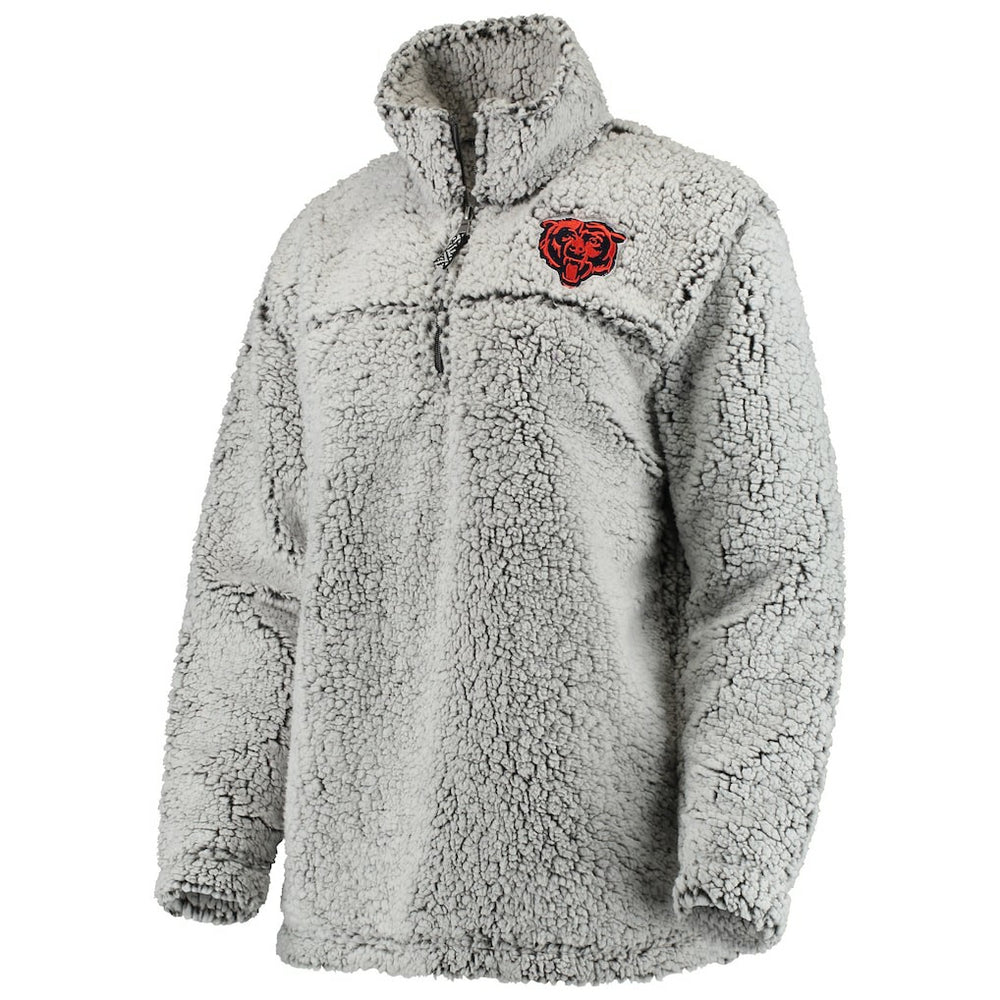 Chicago Bears Women's Sherpa Quarter-Zip Pullover Jacket Gray | NFL