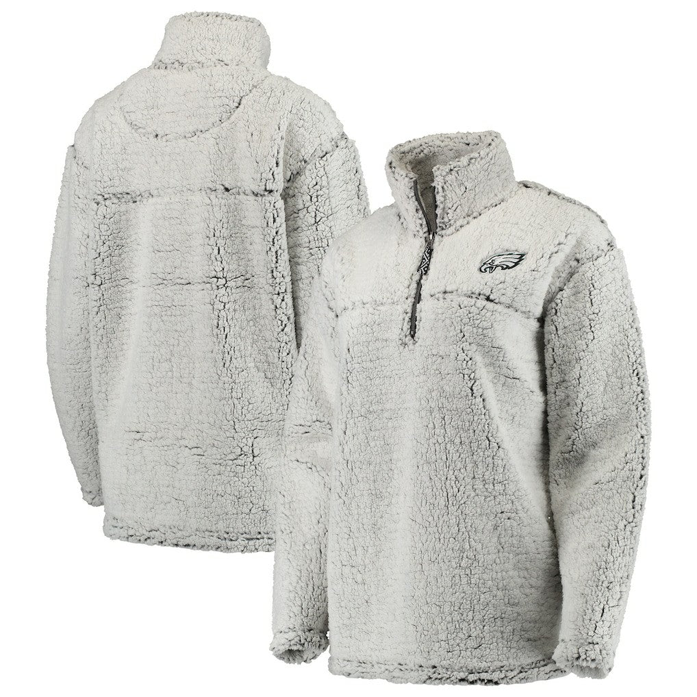 Philadelphia Eagles Women's Sherpa Quarter-Zip Pullover Jacket Gray | NFL