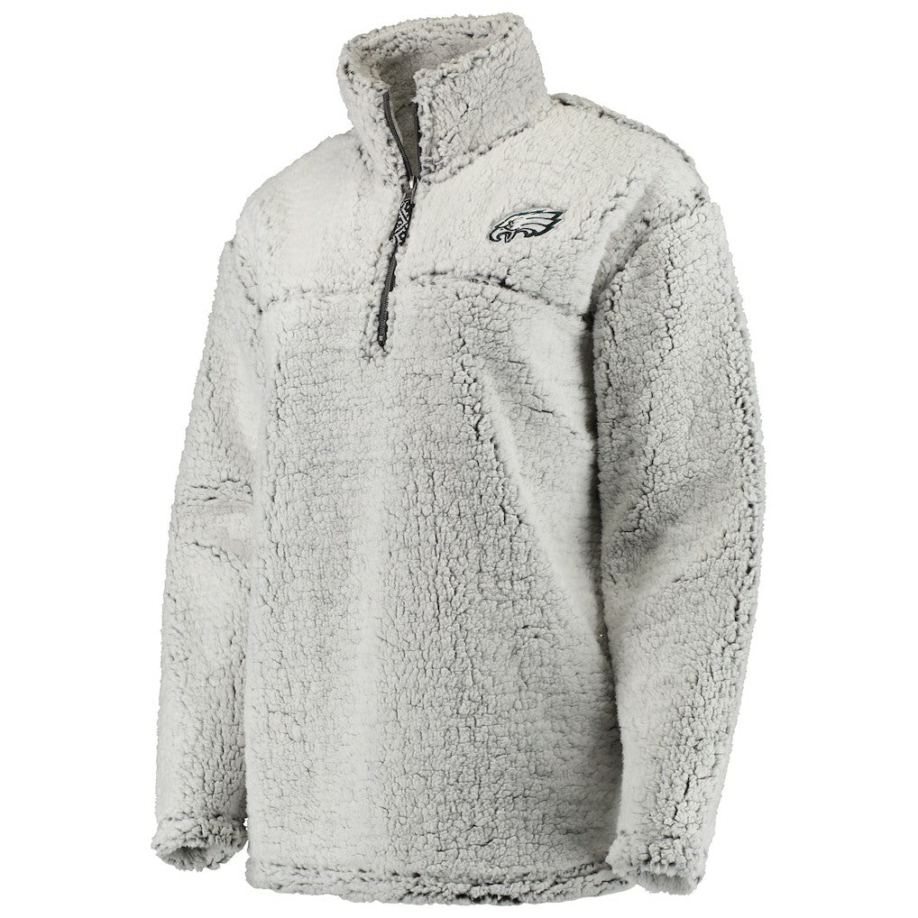 Philadelphia Eagles Women's Sherpa Quarter-Zip Pullover Jacket Gray | NFL