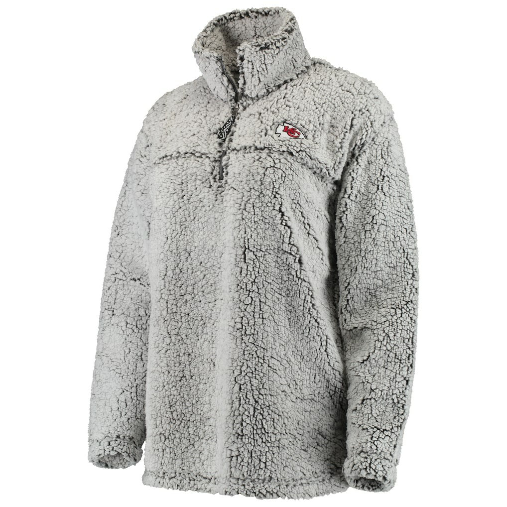 Kansas City Chiefs Women's Sherpa Quarter-Zip Pullover Jacket Gray | NFL