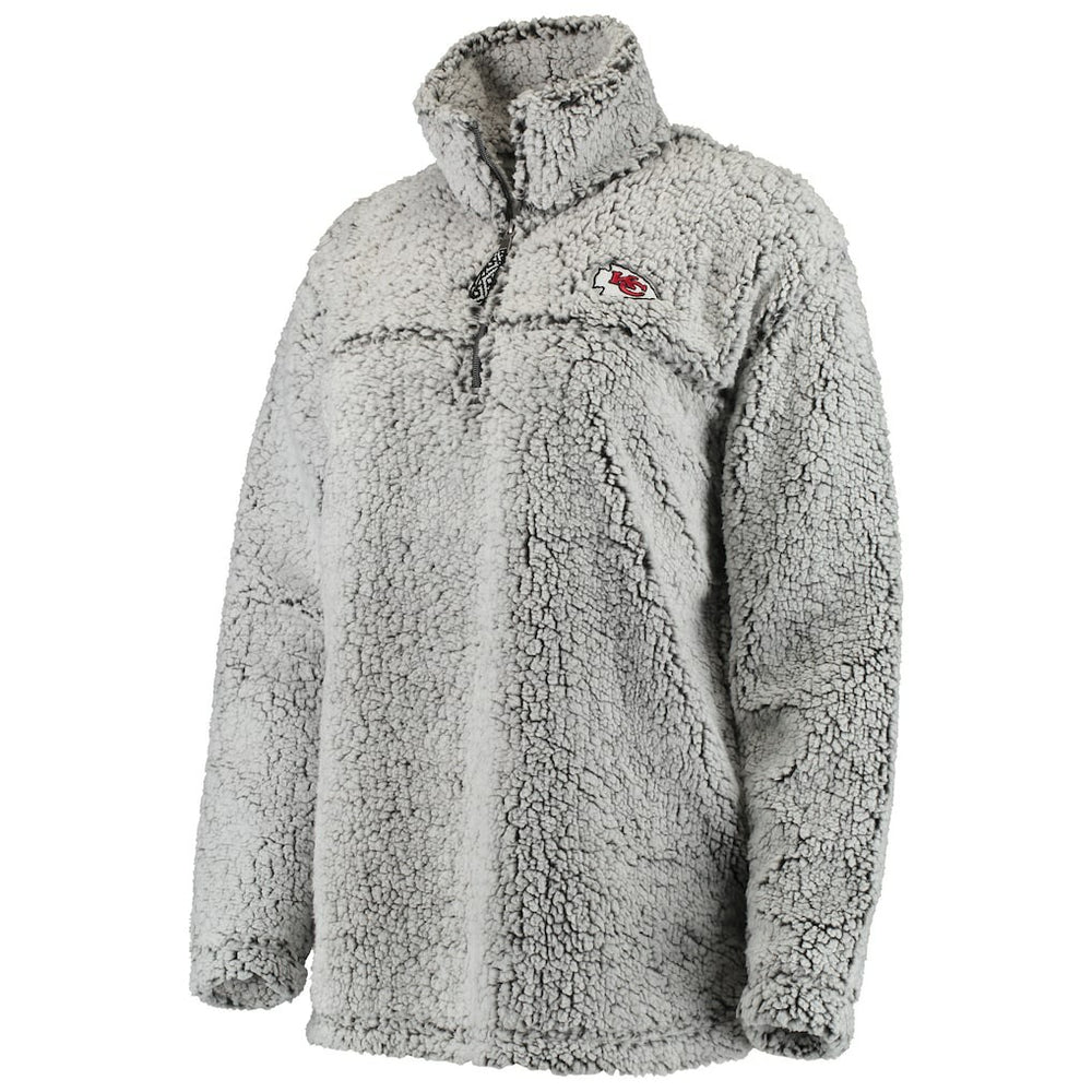Kansas City Chiefs Women's Sherpa Quarter-Zip Pullover Jacket Gray | NFL