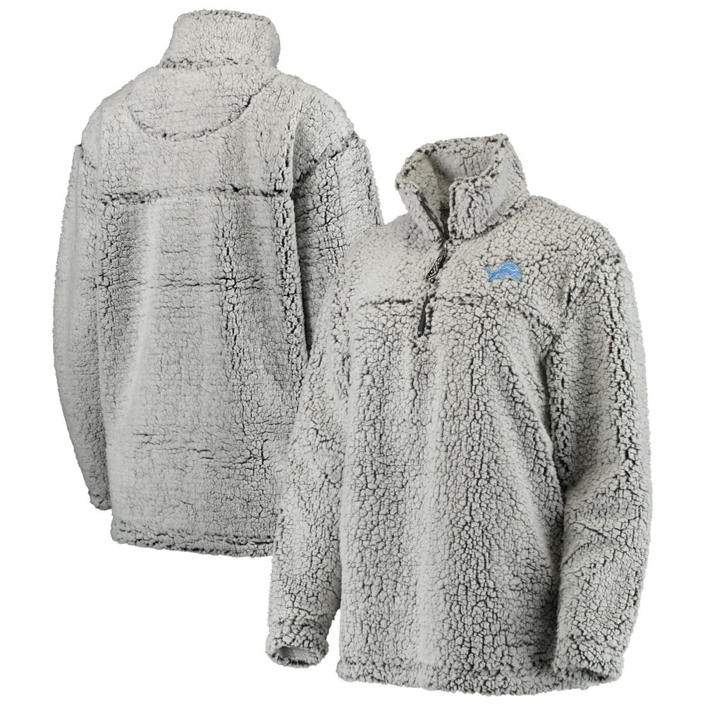 Detroit Lions Women's Sherpa Quarter-Zip Pullover Jacket Gray | NFL