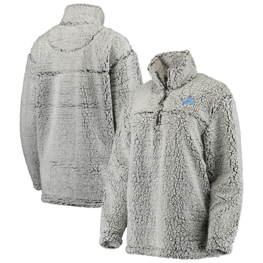 Detroit Lions Women's Sherpa Quarter-Zip Pullover Jacket Gray | NFL