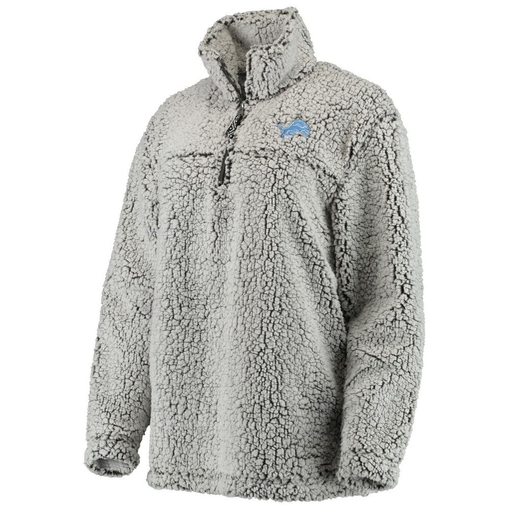 Detroit Lions Women's Sherpa Quarter-Zip Pullover Jacket Gray | NFL