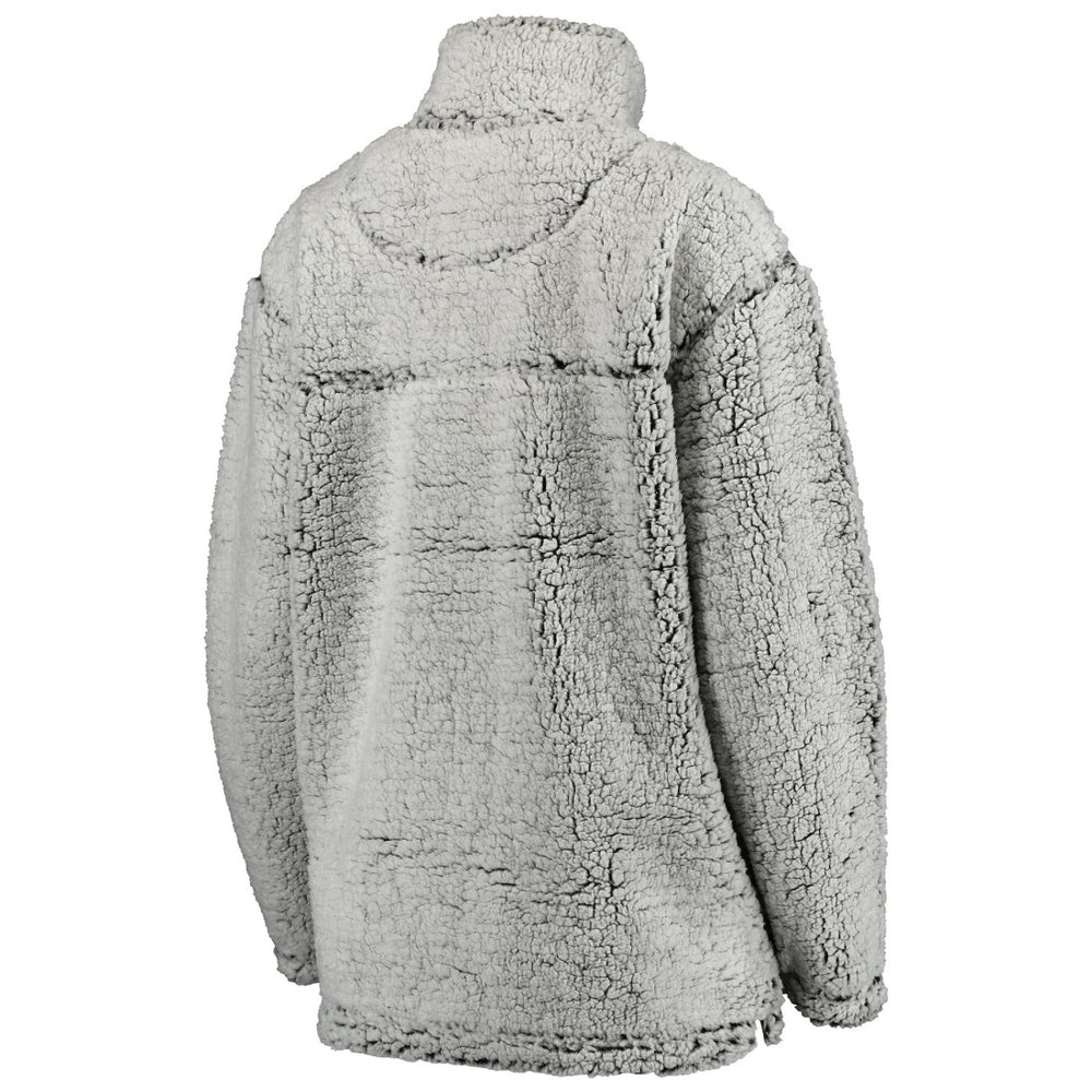 Detroit Lions Women's Sherpa Quarter-Zip Pullover Jacket Gray | NFL