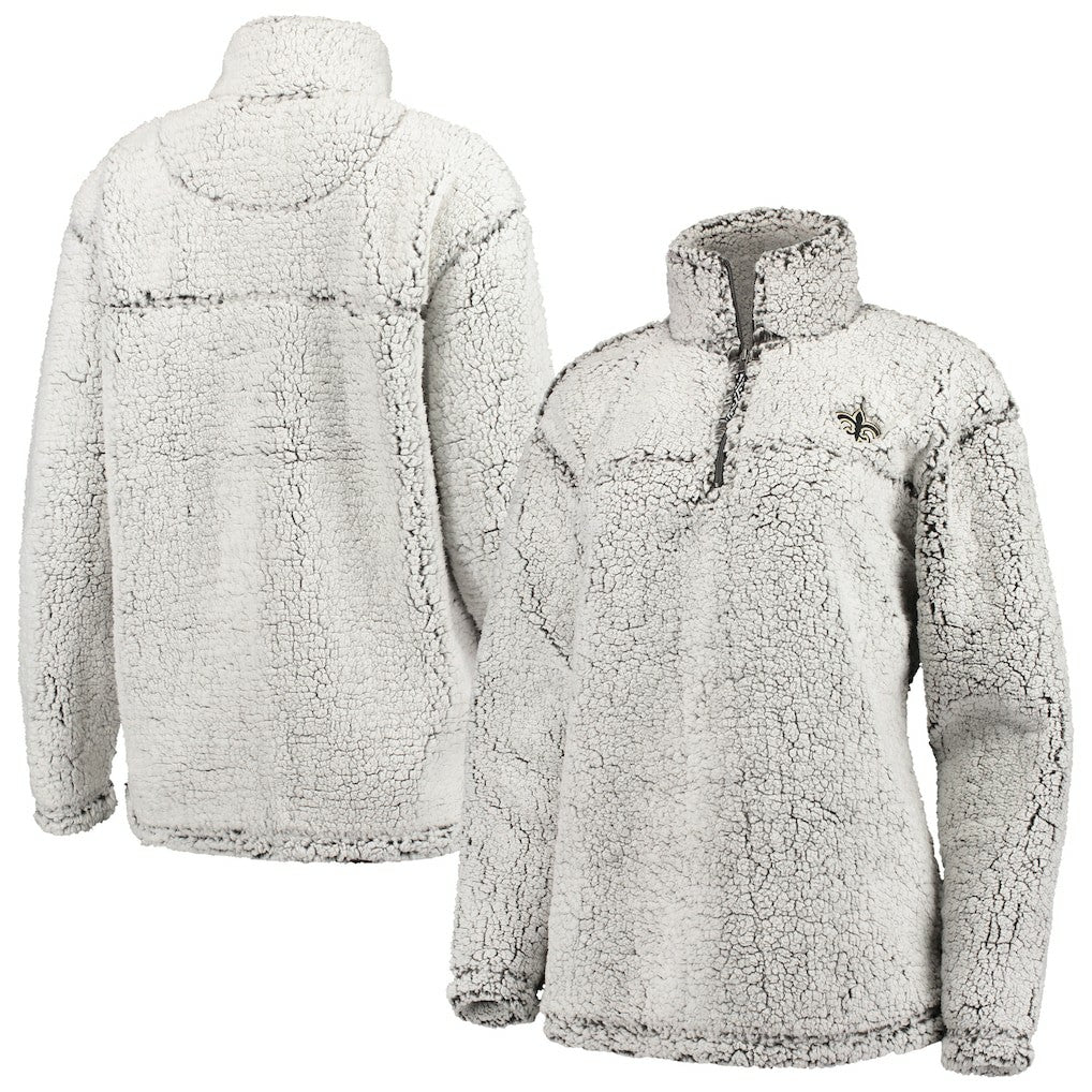 New Orleans Saints G-III 4Her by Carl Banks Women's Sherpa Quarter-Zip Pullover Jacket Gray | NFL