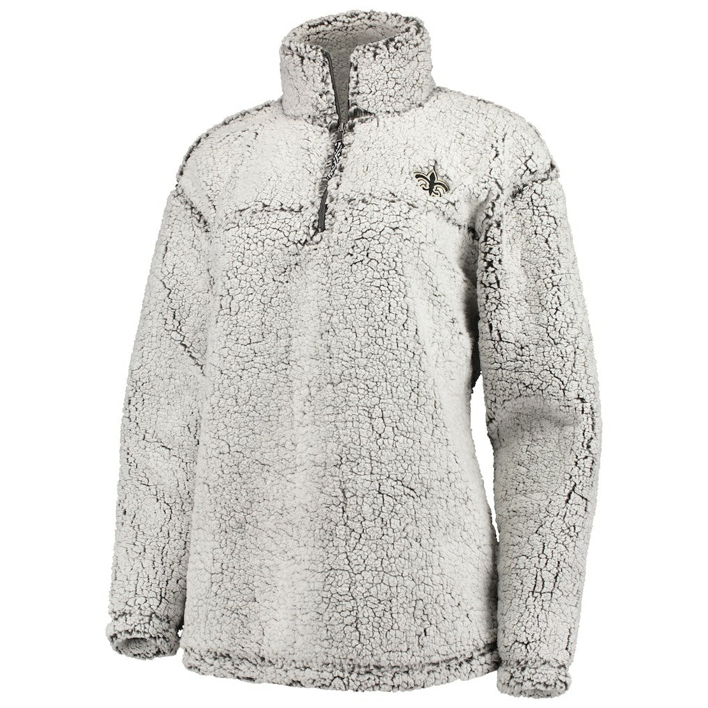 New Orleans Saints G-III 4Her by Carl Banks Women's Sherpa Quarter-Zip Pullover Jacket Gray | NFL