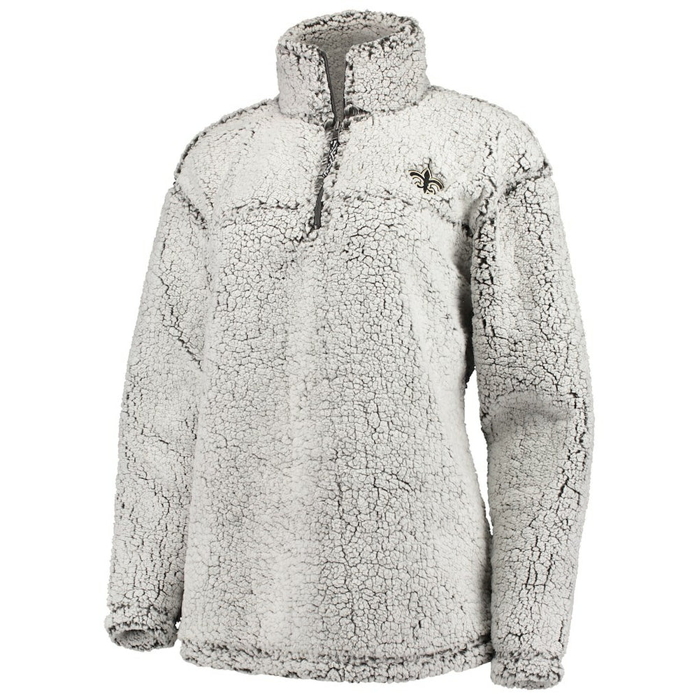 New Orleans Saints G-III 4Her by Carl Banks Women's Sherpa Quarter-Zip Pullover Jacket Gray | NFL