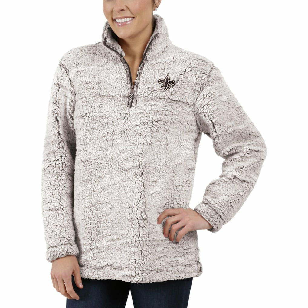 New Orleans Saints G-III 4Her by Carl Banks Women's Sherpa Quarter-Zip Pullover Jacket Gray | NFL