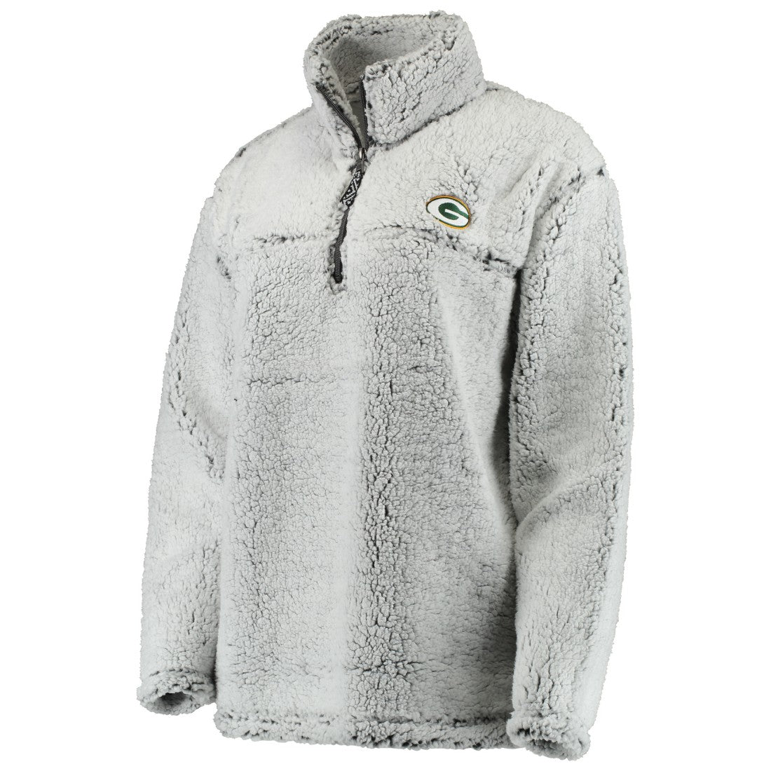 Green Bay Packers Women's Sherpa Quarter-Zip Pullover Jacket Gray | NFL