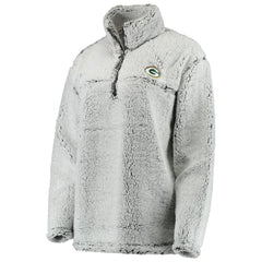 Green Bay Packers Women's Sherpa Quarter-Zip Pullover Jacket Gray | NFL