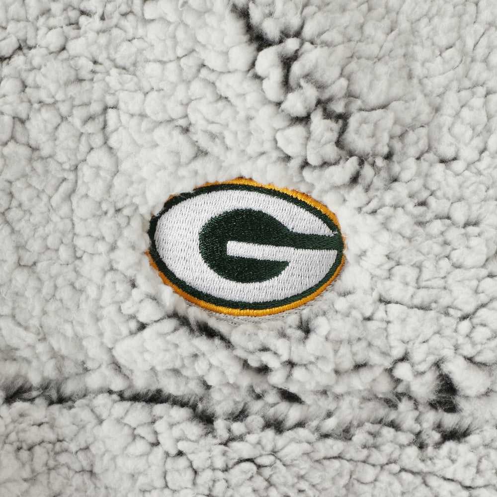 Green Bay Packers Women's Sherpa Quarter-Zip Pullover Jacket Gray | NFL