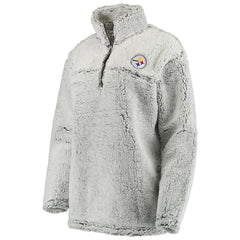 Pittsburgh Steelers Women's Sherpa Quarter-Zip Pullover Jacket Gray | NFL