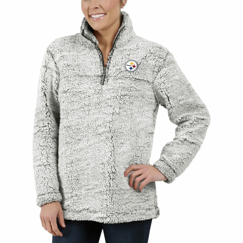 Pittsburgh Steelers Women's Sherpa Quarter-Zip Pullover Jacket Gray | NFL