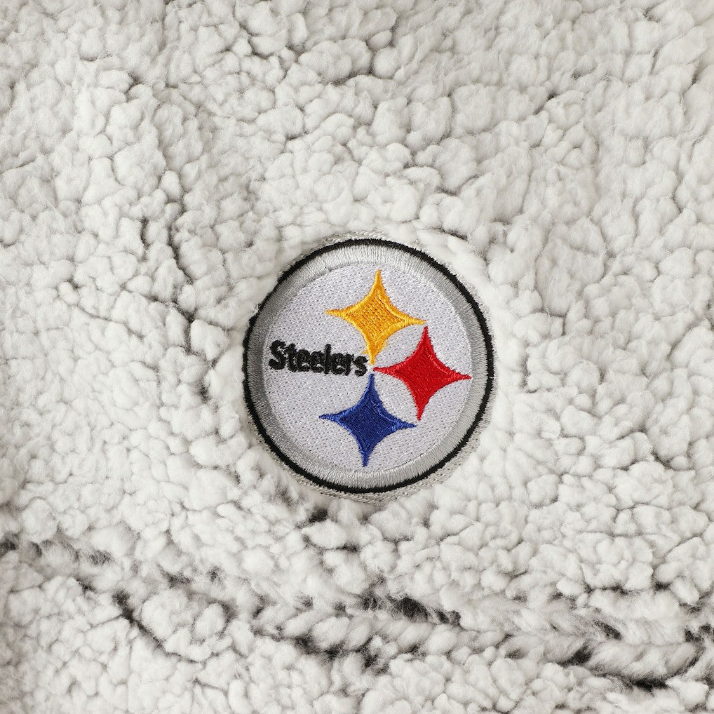 Pittsburgh Steelers Women's Sherpa Quarter-Zip Pullover Jacket Gray | NFL
