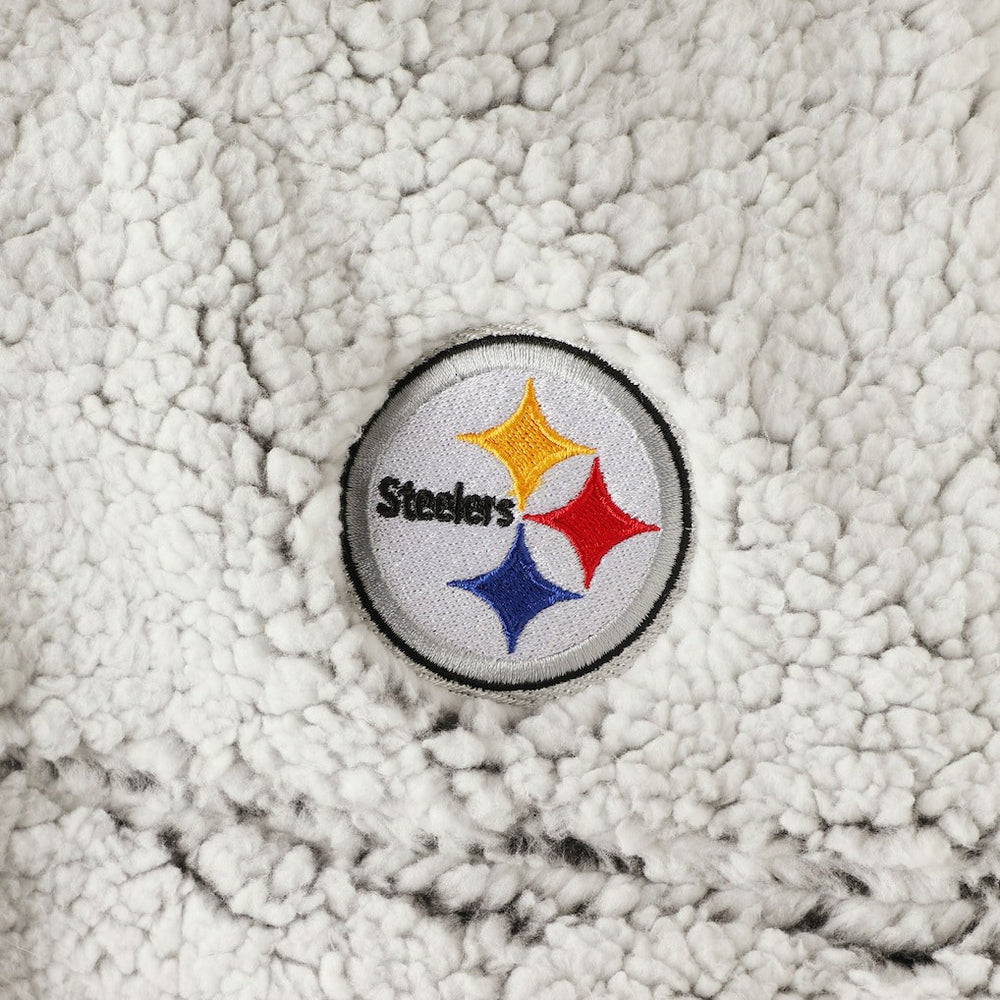 Pittsburgh Steelers Women's Sherpa Quarter-Zip Pullover Jacket Gray | NFL