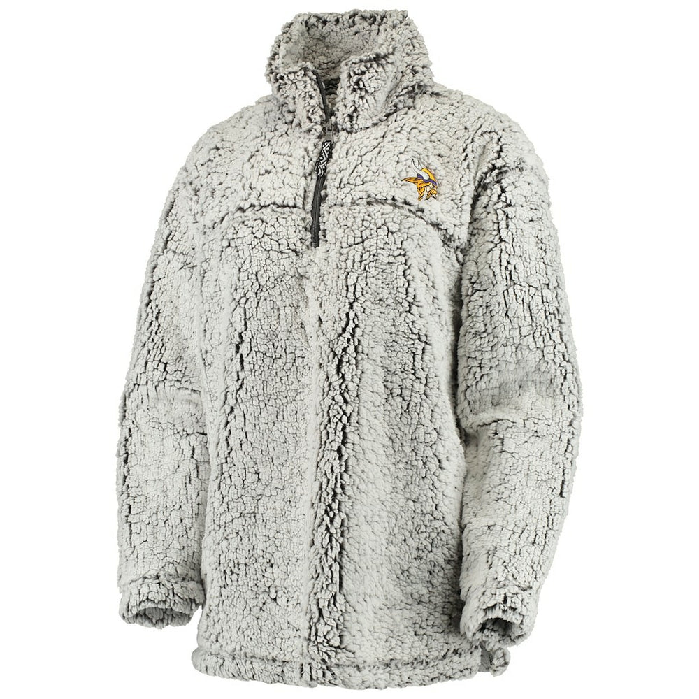 Minnesota Vikings Women's Sherpa Quarter-Zip Pullover Jacket Gray | NFL