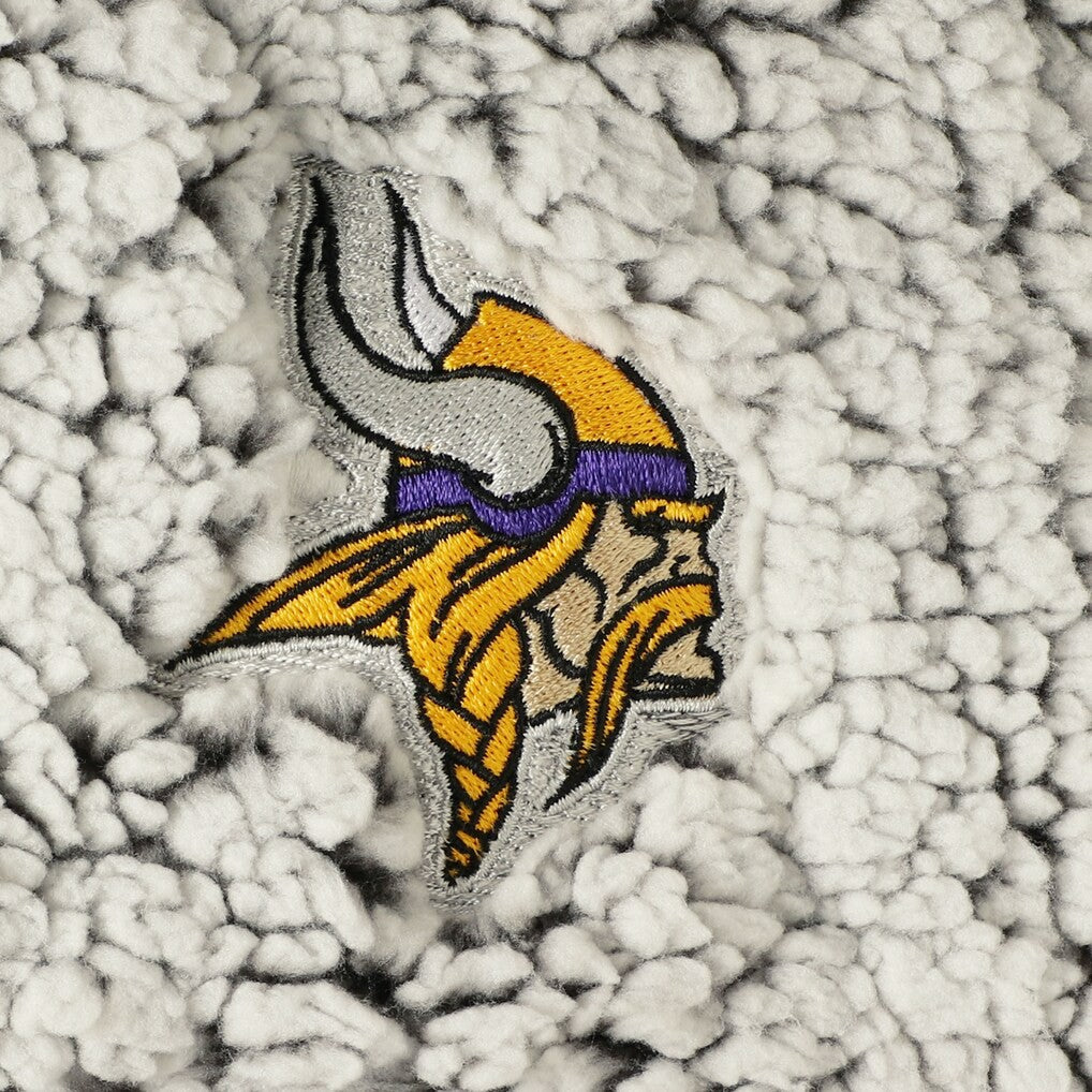 Minnesota Vikings Women's Sherpa Quarter-Zip Pullover Jacket Gray | NFL