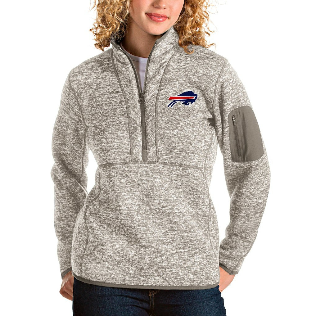 Buffalo Bills Antigua Women's Fortune Half-Zip Pullover Jacket Oatmeal | NFL