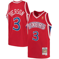 Allen Iverson Philadelphia 76ers Youth 1996/97 Hardwood Classics Swingman Throwback Jersey Red - NBA