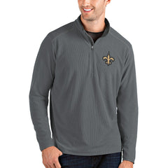New Orleans Saints Antigua Glacier Quarter-Zip Pullover Jacket Gray/Gray | NFL