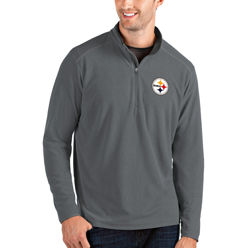 Pittsburgh Steelers Antigua Glacier Quarter-Zip Pullover Jacket Gray/Gray | NFL