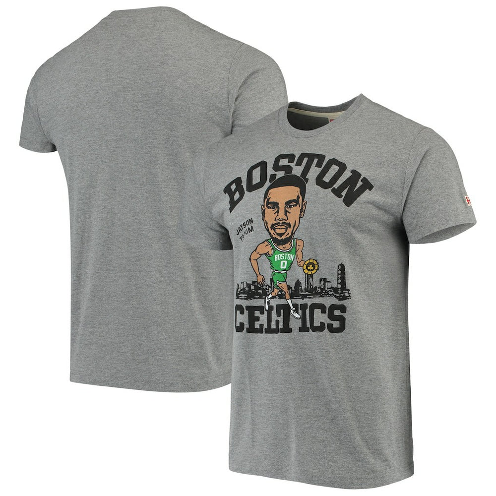 Jayson Tatum Boston Celtics Caricature Tri-Blend T-Shirt Gray - NBA
