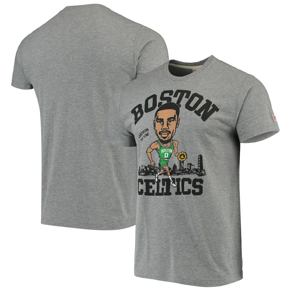 Jayson Tatum Boston Celtics Caricature Tri-Blend T-Shirt Gray - NBA